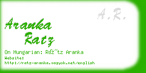 aranka ratz business card